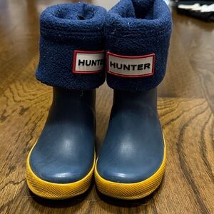 Hunter Navy and Yellow Rain Boots